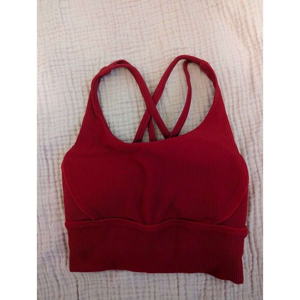 Lululemon Energy Longline Bra Ribbed B–D Cups in HTF "Dark Red" 2